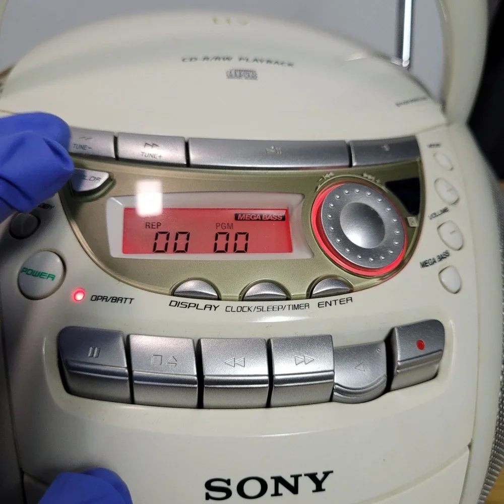 Sony CFD-E95 CD Radio Cassette Boombox Pearl Off-White Color Tested Working with